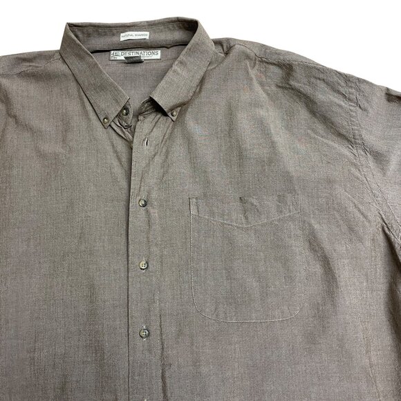 DESTINATIONS AMERICAN IDENTITY SHIRT COTTON BAMBOO BUTTON DOWN MENS 3XL BROWN - Picture 3 of 8
